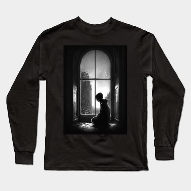 Sad Anime Boy manga style Long Sleeve T-Shirt by GothicDesigns